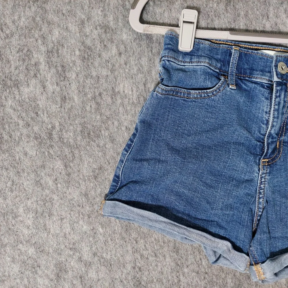 Abercrombie Kids Shorts Girls 11/12 Blue High Rise‎ Mini Mom Short Cuffed Denim
